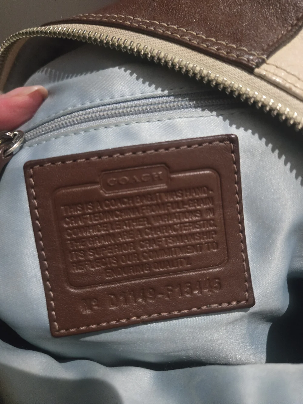 Coach Two-Tone Leather Satchel - Brown and Cream